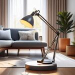 Modern adjustable reading lamp in a cozy small living room