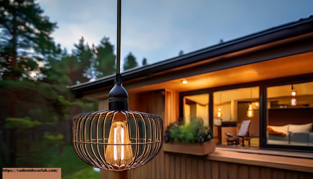 Battery operated outdoor pendant light creating cozy vibes