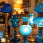 antique blue glass lamps